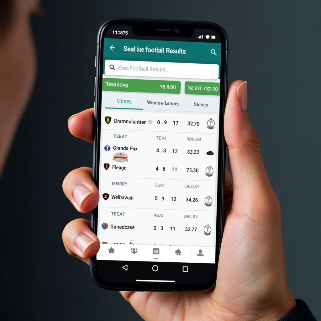 Live Football Match Results App on Mobile Phone