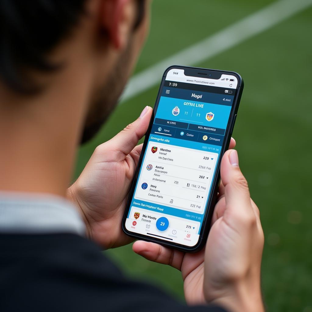 Checking Live Football Match Results on Smartphone