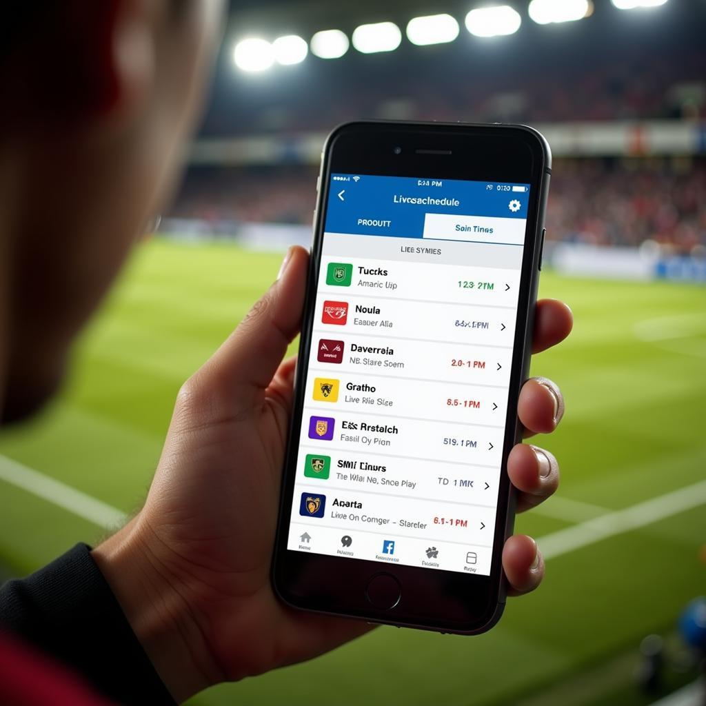 Checking Live Football Schedules on a Mobile App