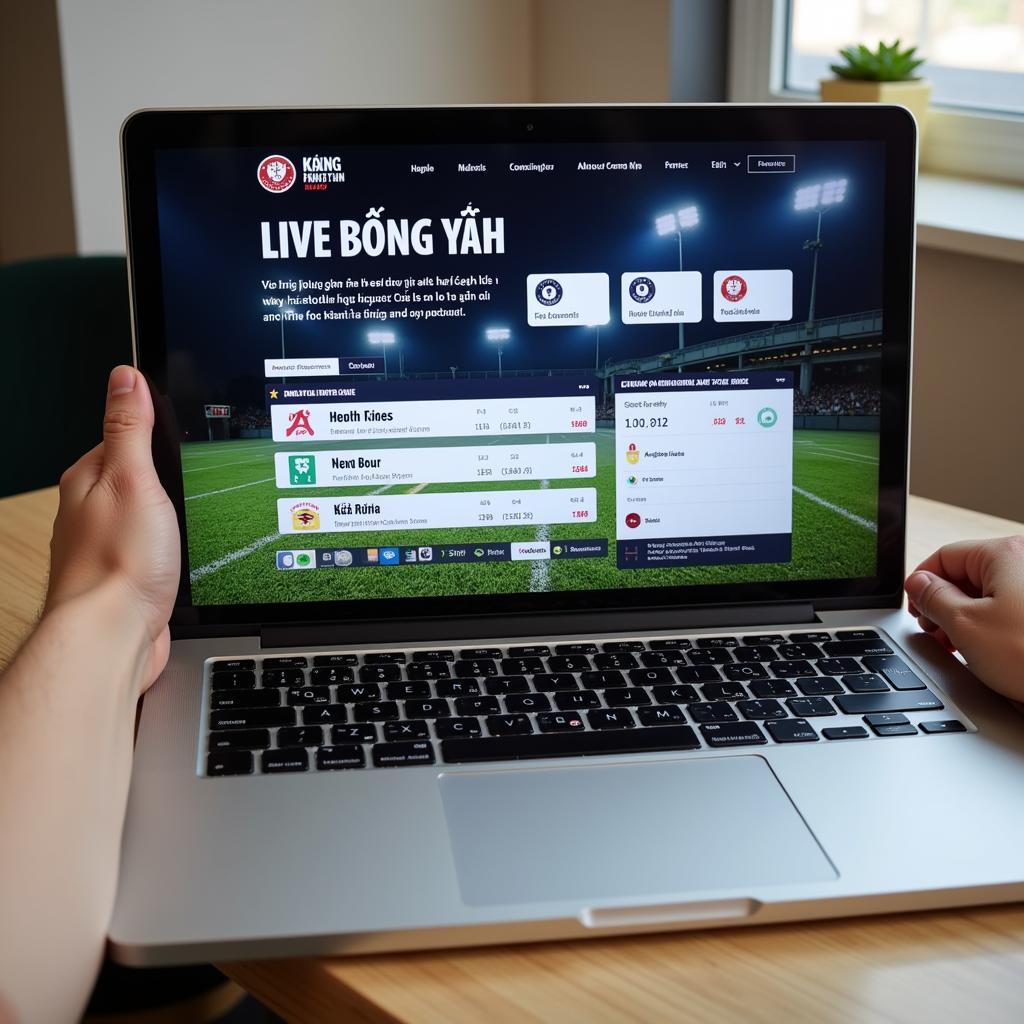 Live Football Score Website Displayed on a Laptop