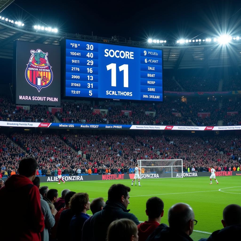 Live Football Scoreboard on Stadium Screen