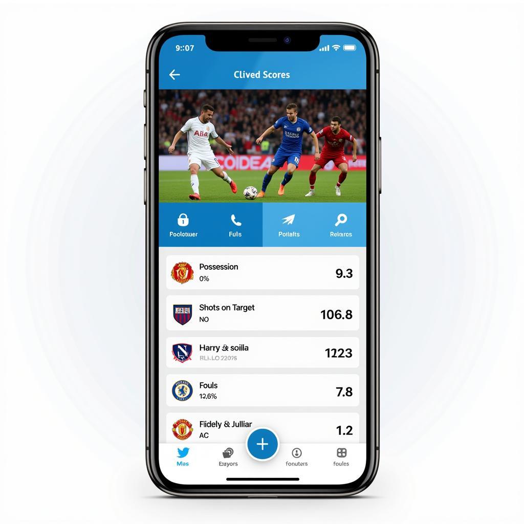 Live Football Scores and Statistics App Interface