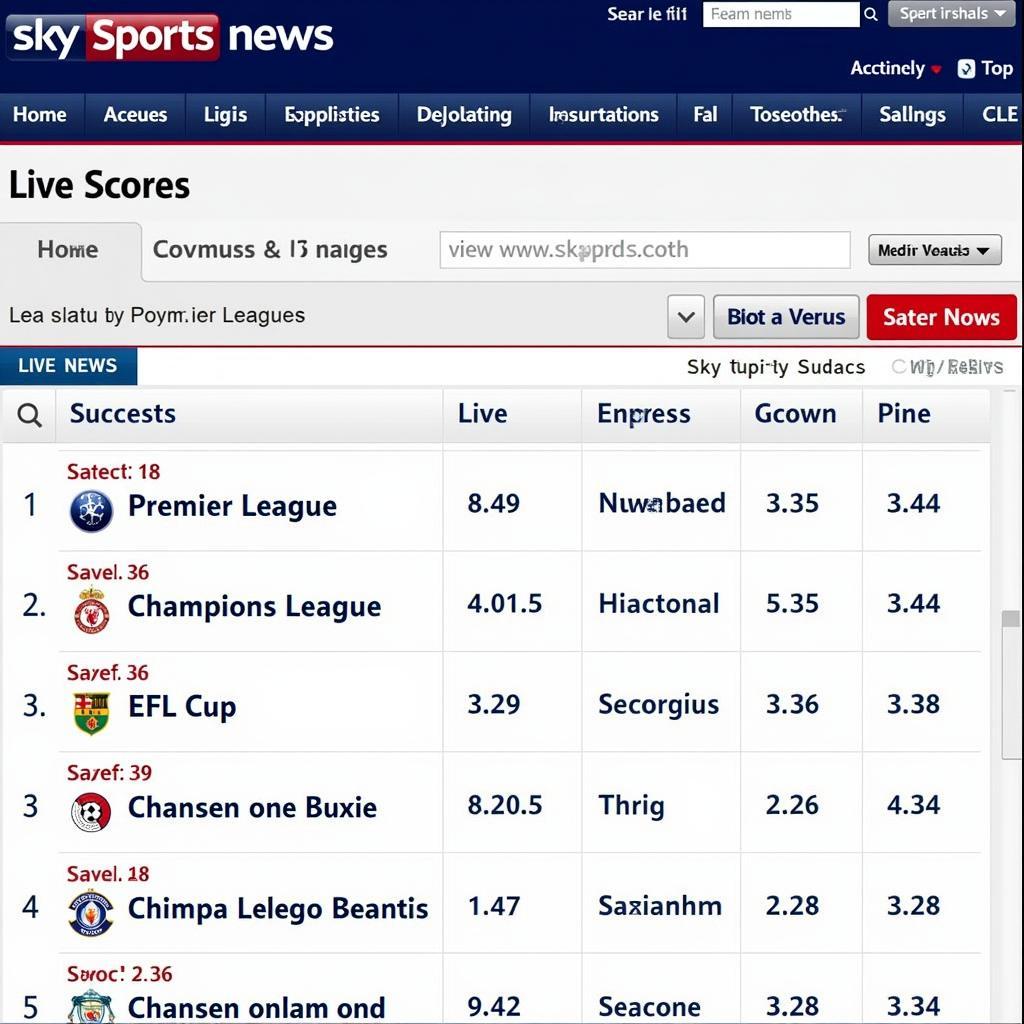 Live Football Scores on Sky Sports News