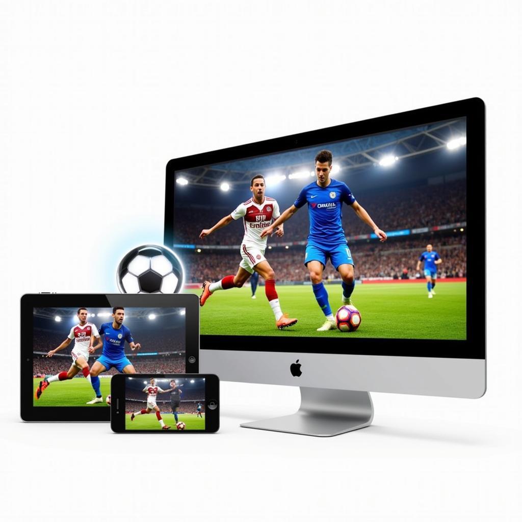 Streaming live football on multiple devices - phone, tablet, and smart TV.