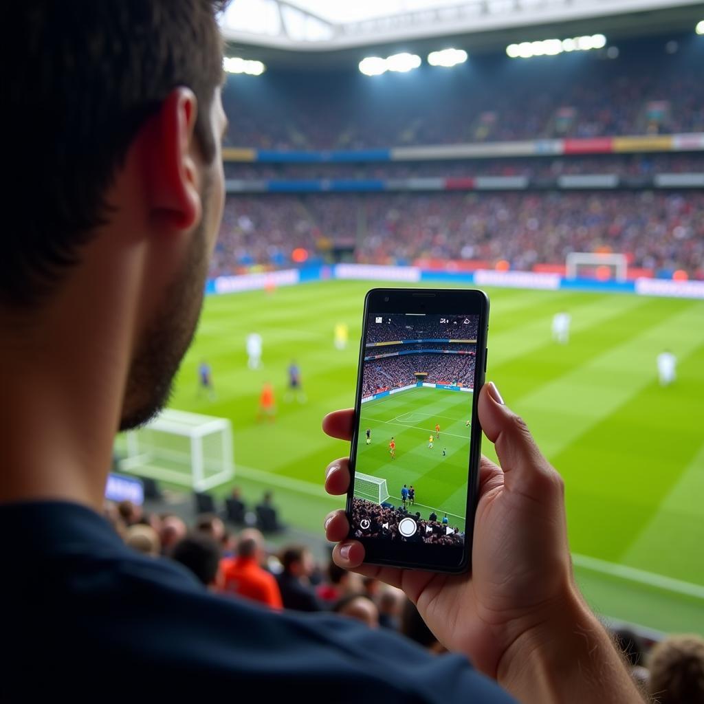 Watching live football on a mobile phone