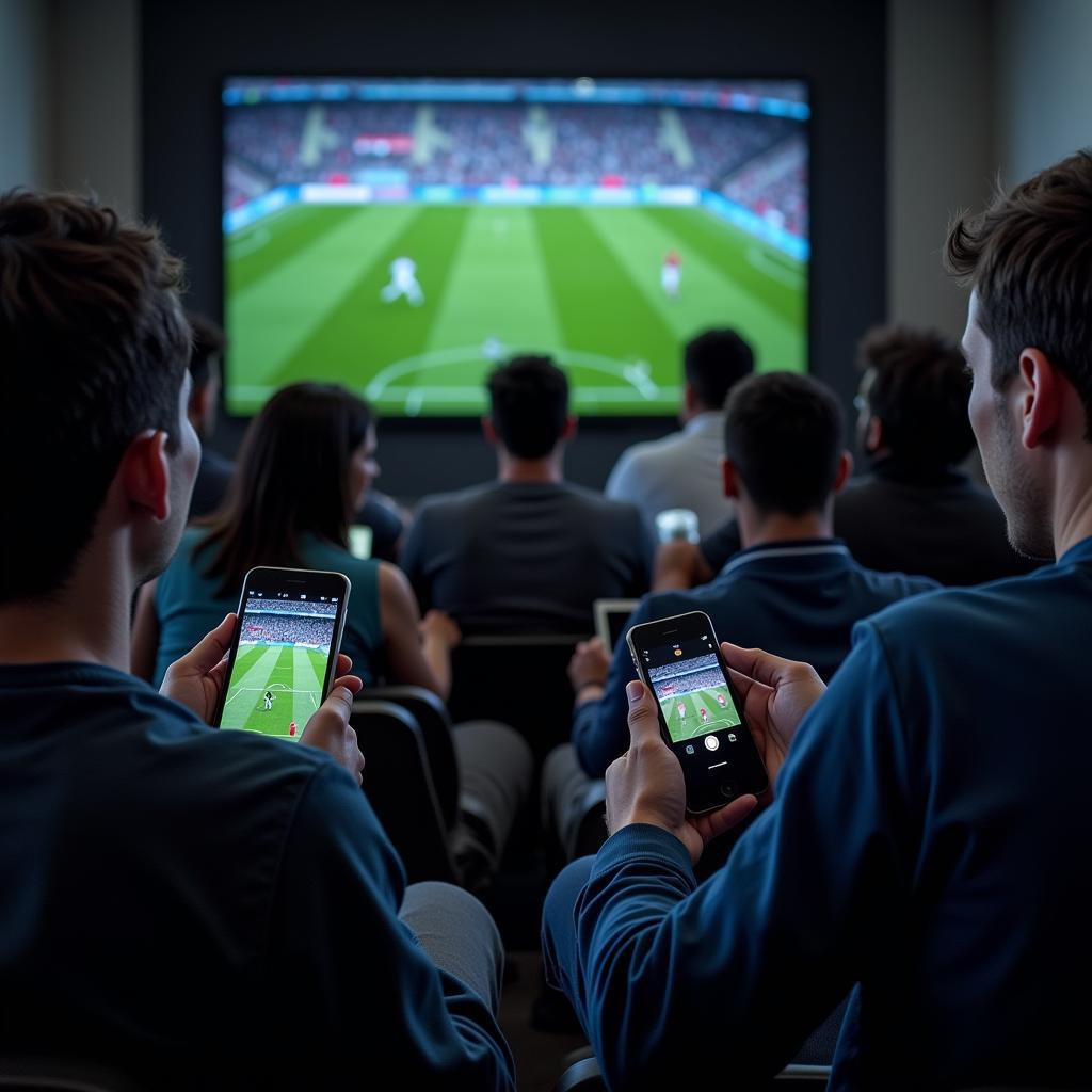 Fans watching live football on mobile devices