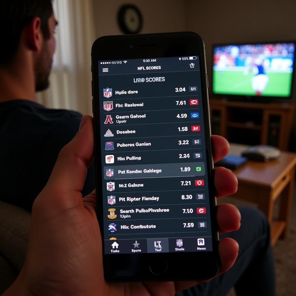 Live NFL Football Scores on Mobile Device