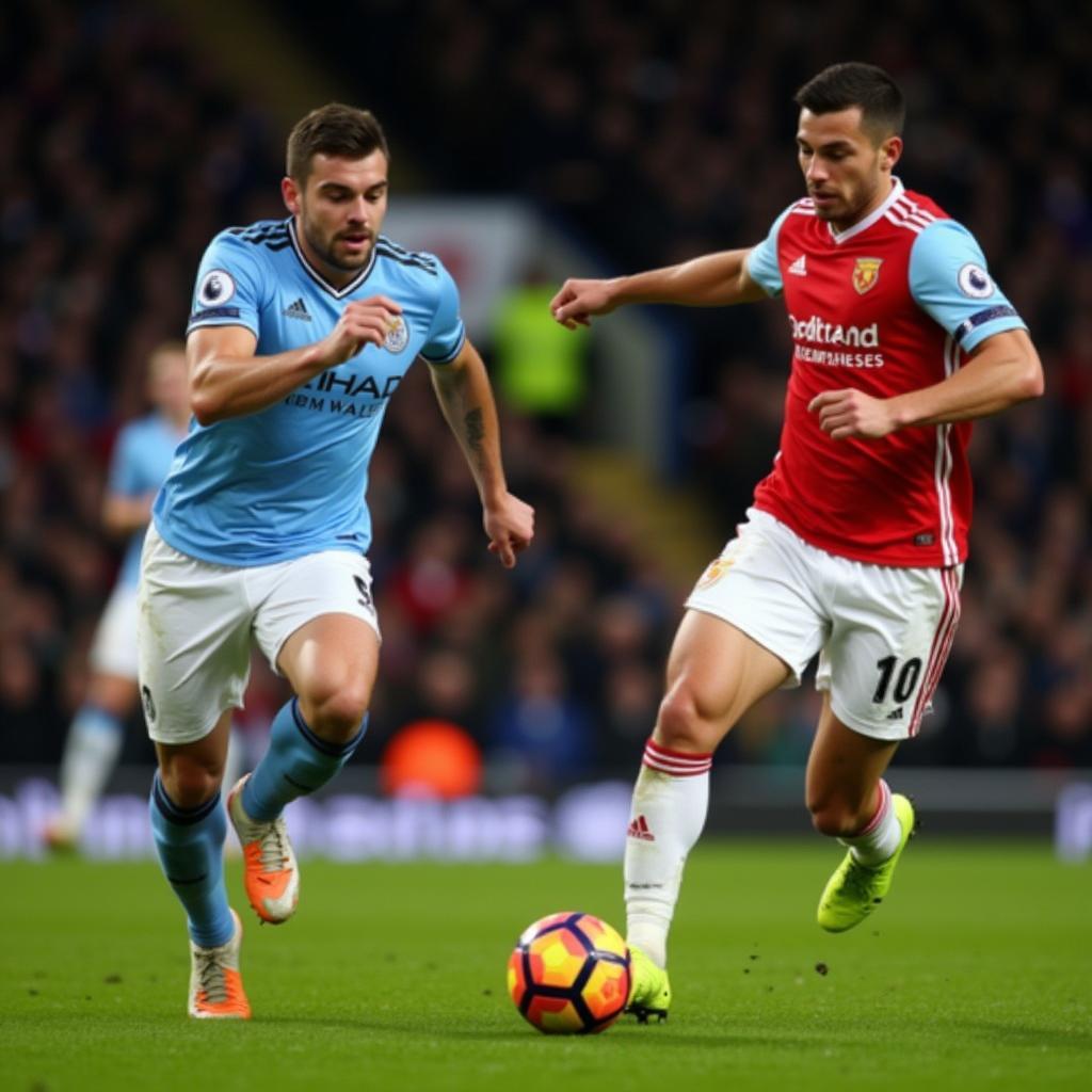 Intense Action During a Live PL Football Match