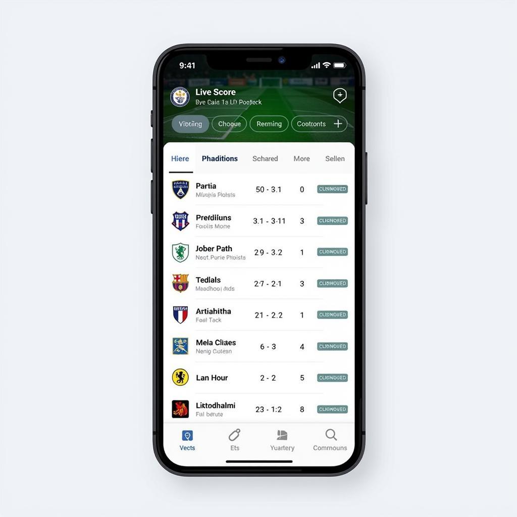 Live score mobile app screenshot showing real-time updates of multiple football matches