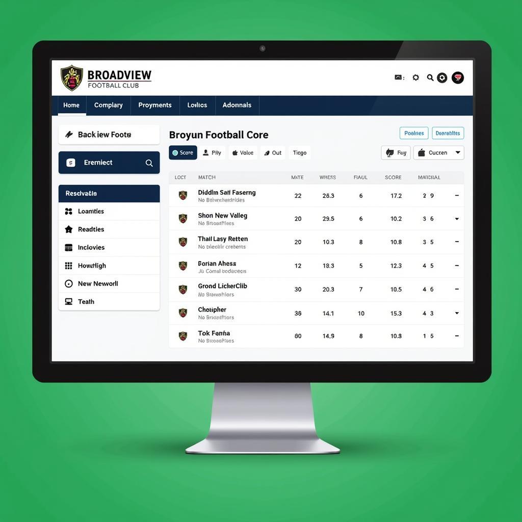 Live Score Website for Broadview FC