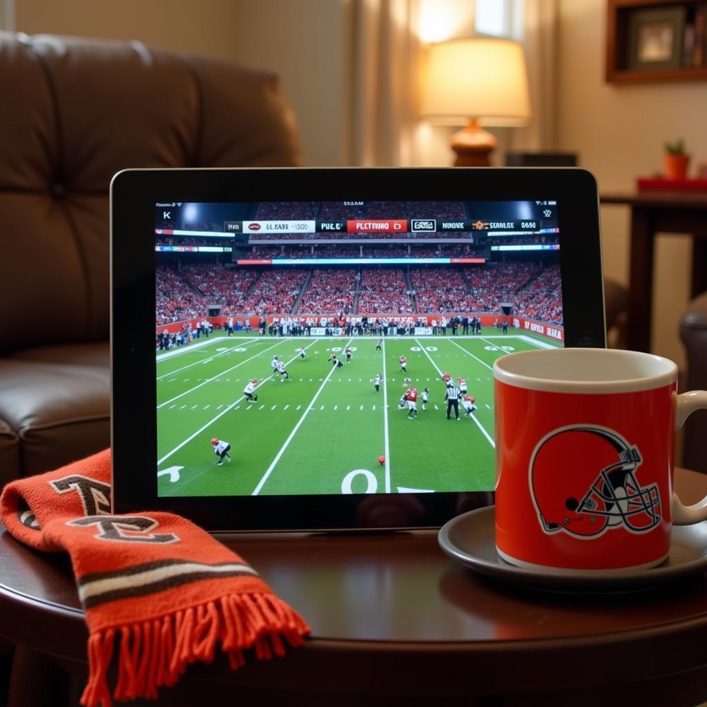 Watching a Browns Game Live Stream on a Tablet