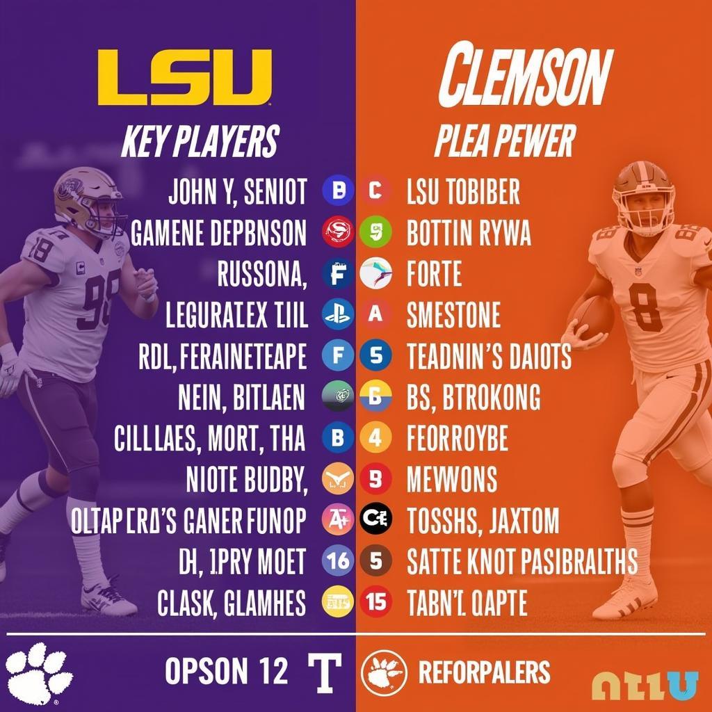 LSU and Clemson Key Players Matchup