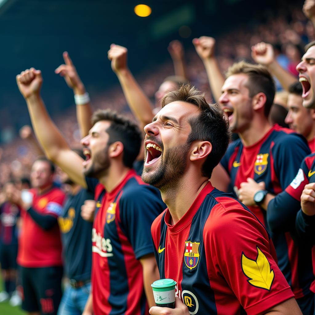 Manchester United and Stoke City Fans Celebrating a Goal