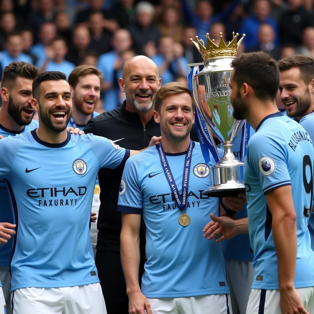 Manchester City Celebrating their 2018 Premier League Title