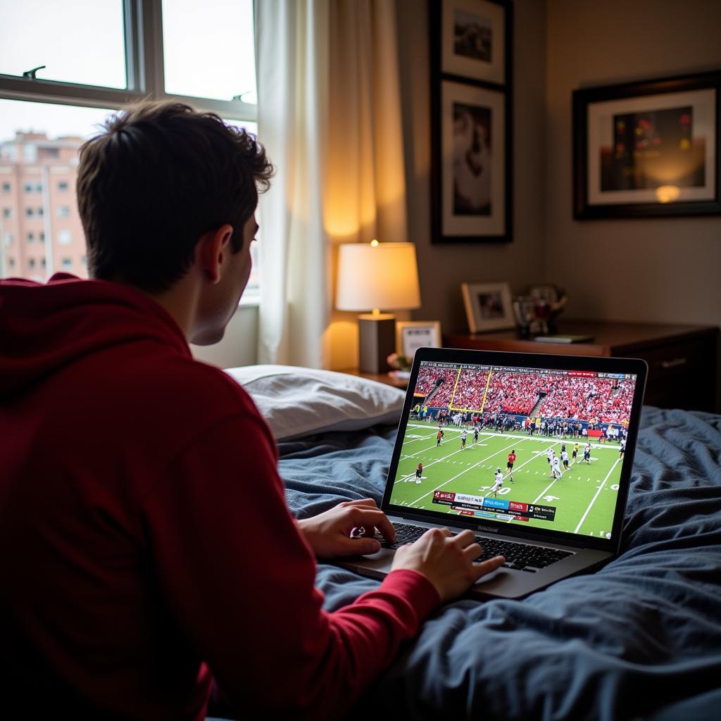 Watching Maryland Terps football on a laptop