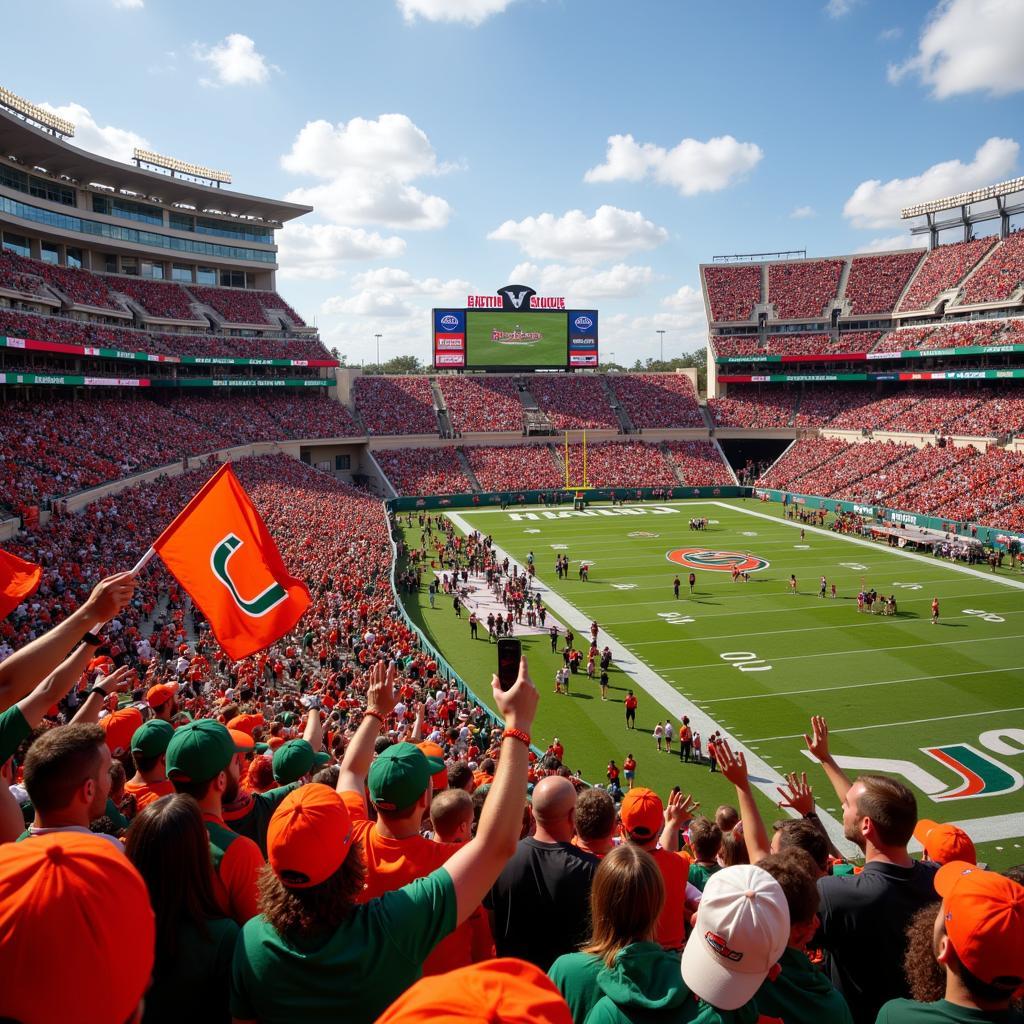 Miami Hurricanes Fans Cheering at Hard Rock Stadium During a Live Game