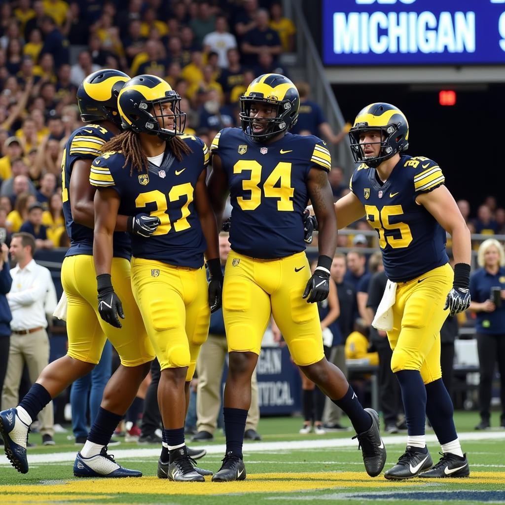 Michigan Celebrates Touchdown in Fourth Quarter