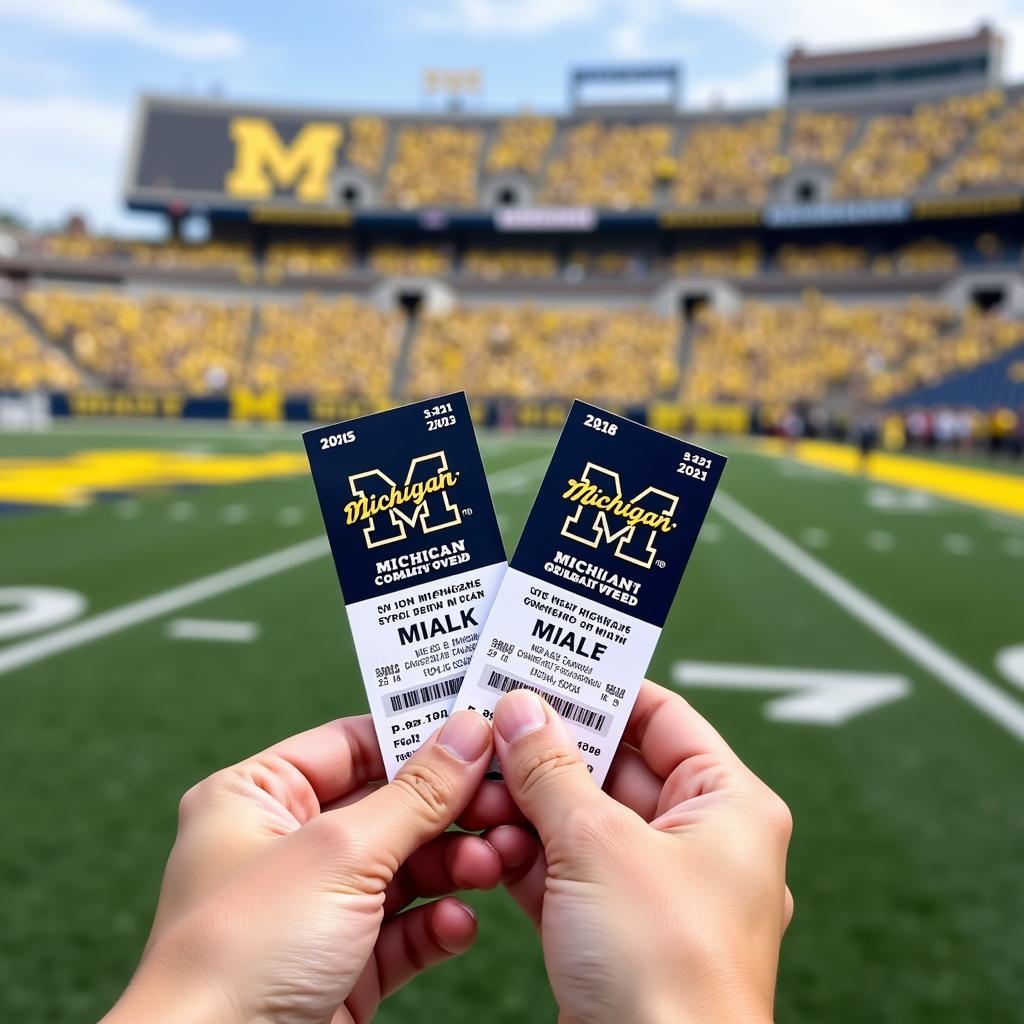 Michigan football tickets in hand