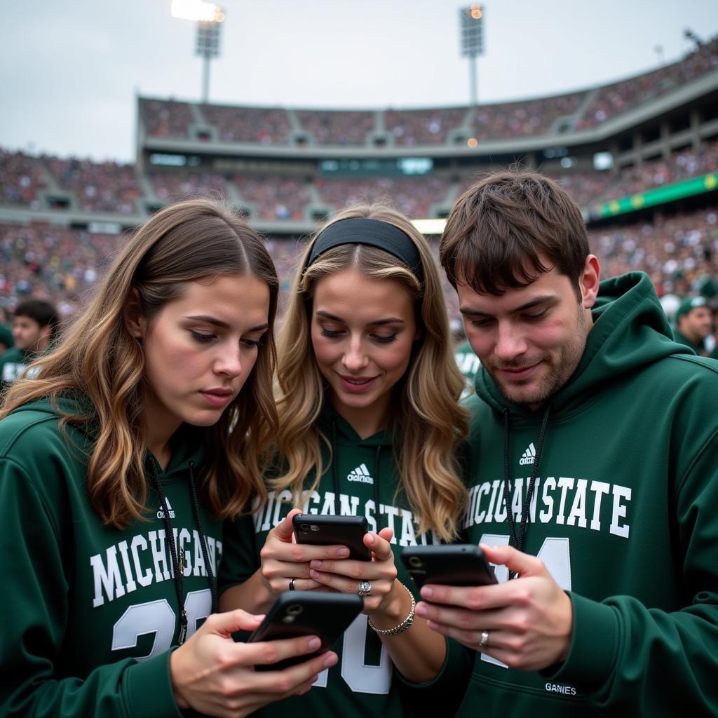 Michigan State Football Fans Checking Live Scores