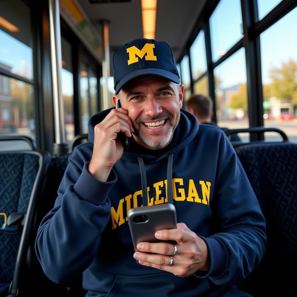 Michigan Wolverines Fan Listening to the Radio