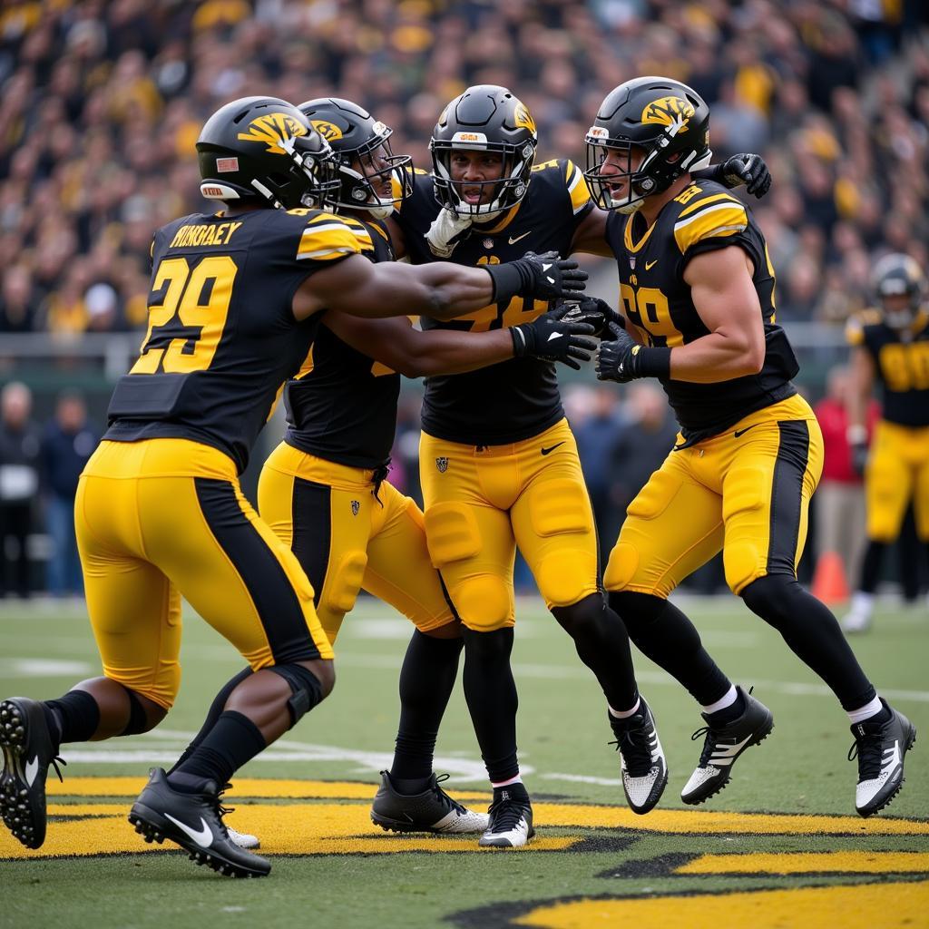 Mizzou Football Players Celebrating a Touchdown