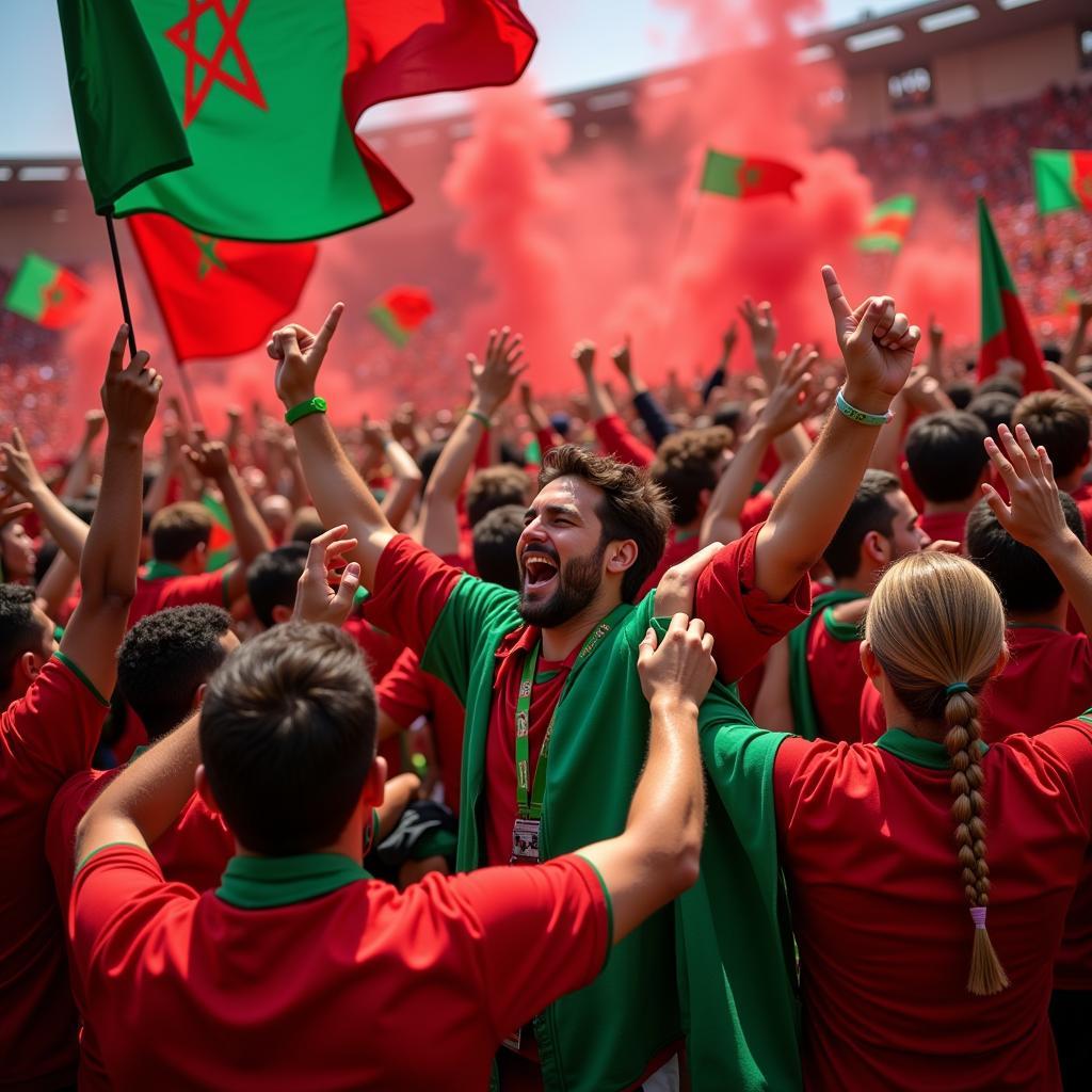 Moroccan football fans celebrating a victory