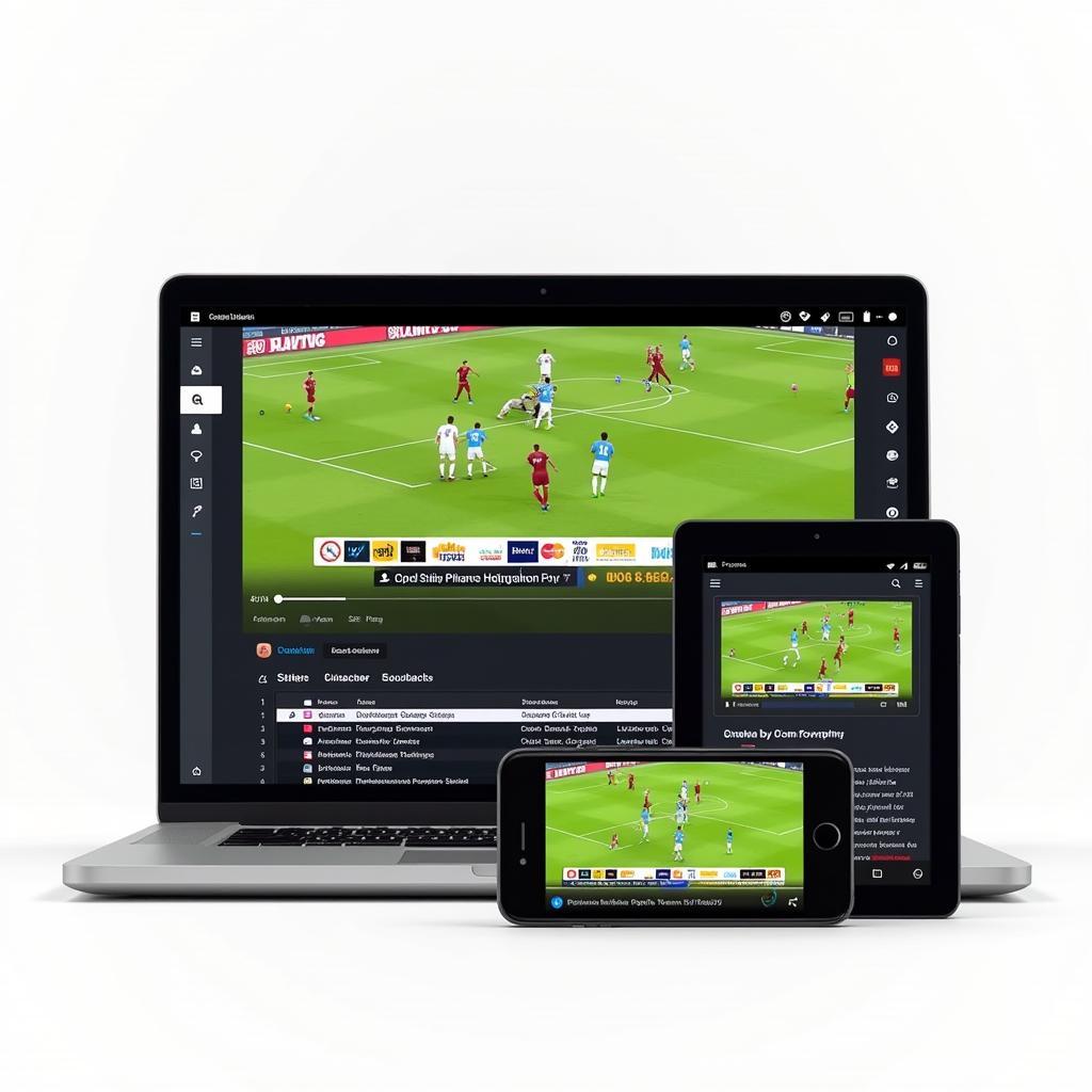 Streaming live football on various devices.