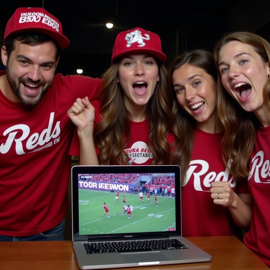 Muskegon Big Reds Fans Watching the Live Stream Together