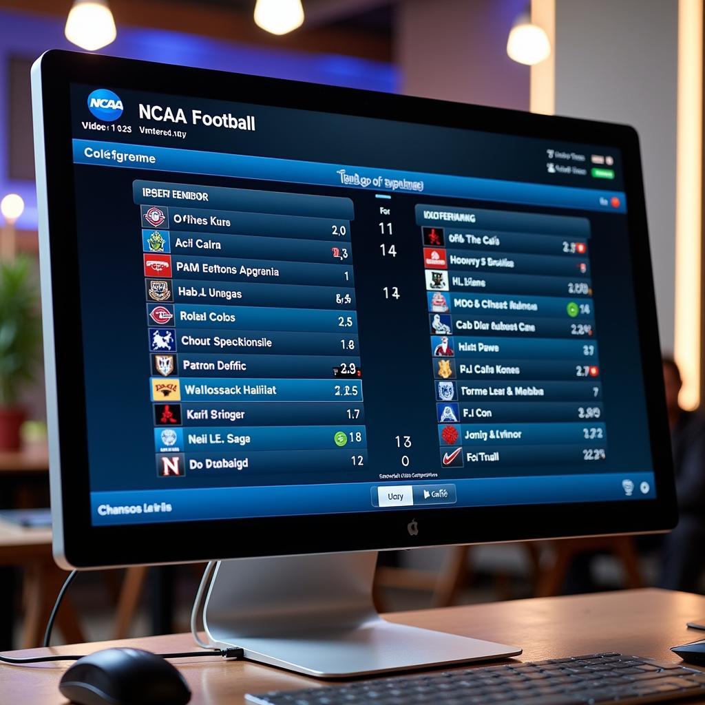 NCAA Football Live Scoreboard on Desktop Computer