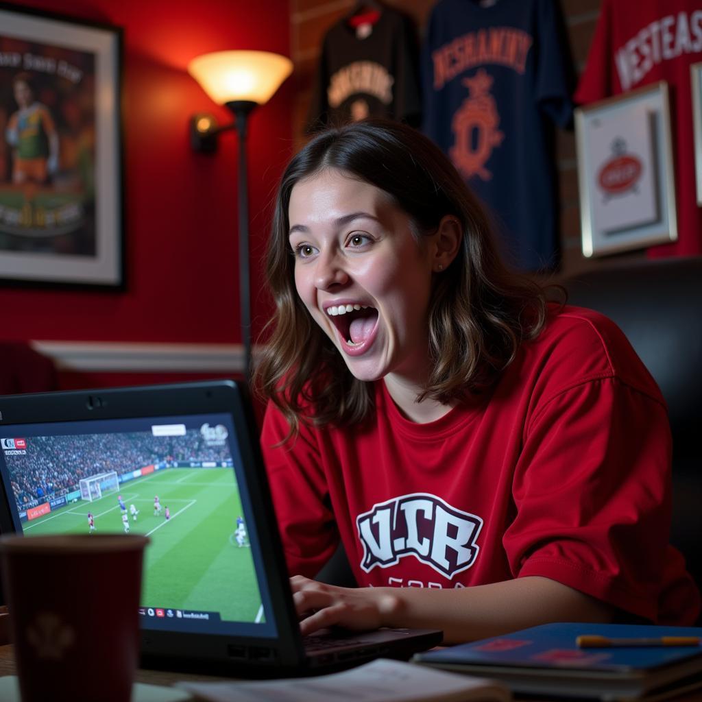 Neshaminy Football Fan Watching Live Stream