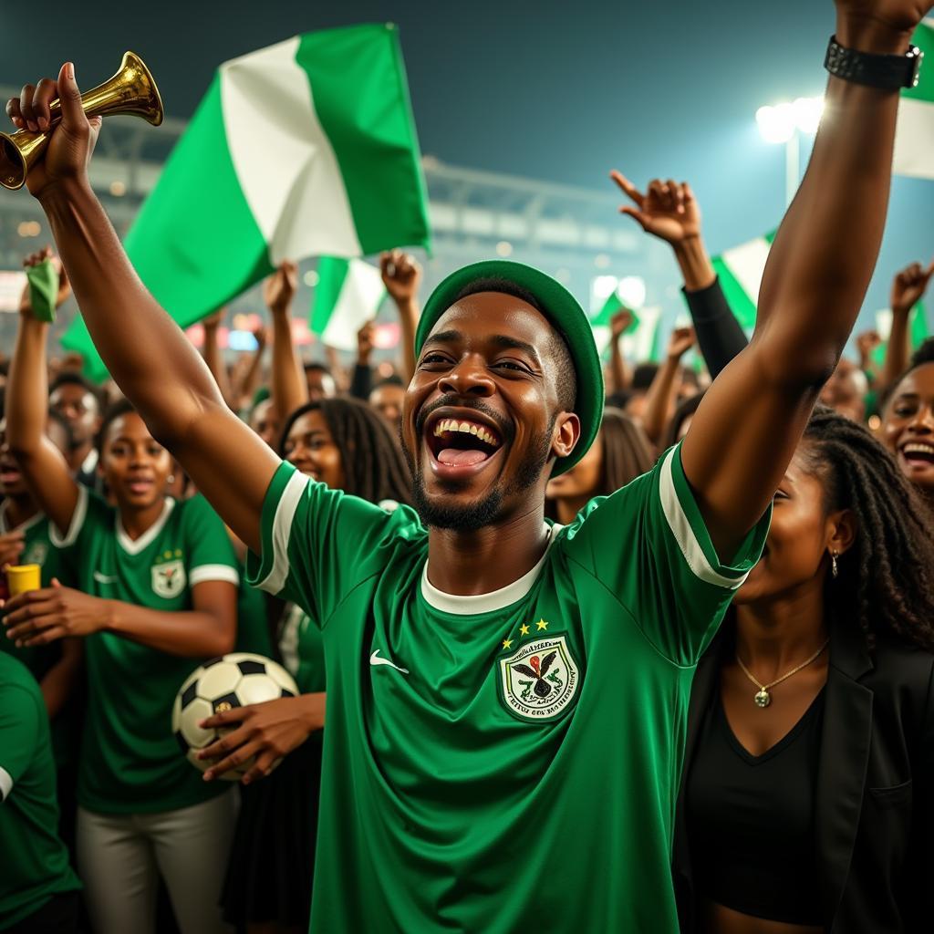 Nigerian Football Fans Celebrating a Super Eagles Victory