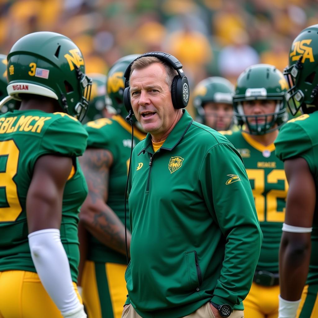 NDSU Bison Football Coach Addressing the Team