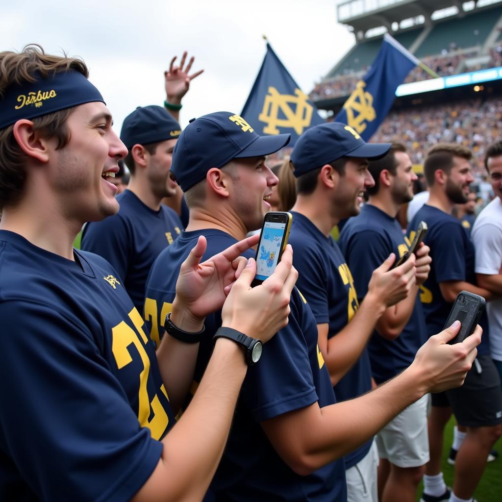 Notre Dame Fans Checking Live Scores