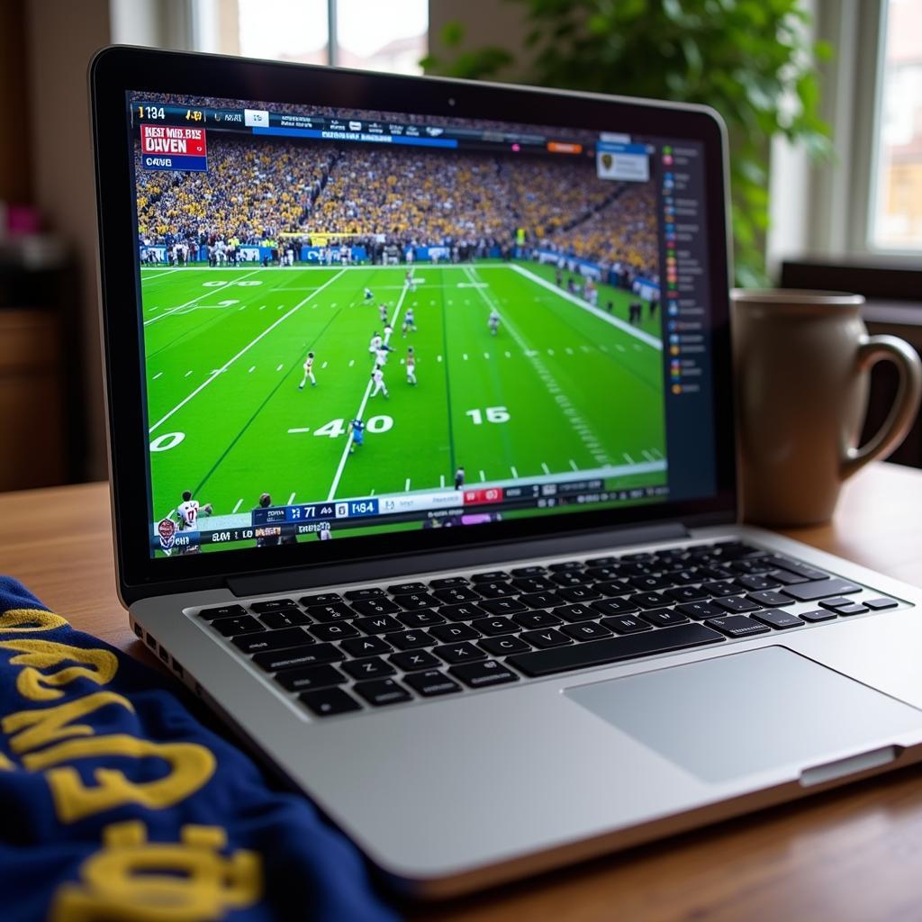 Notre Dame Football Live Stream on Laptop