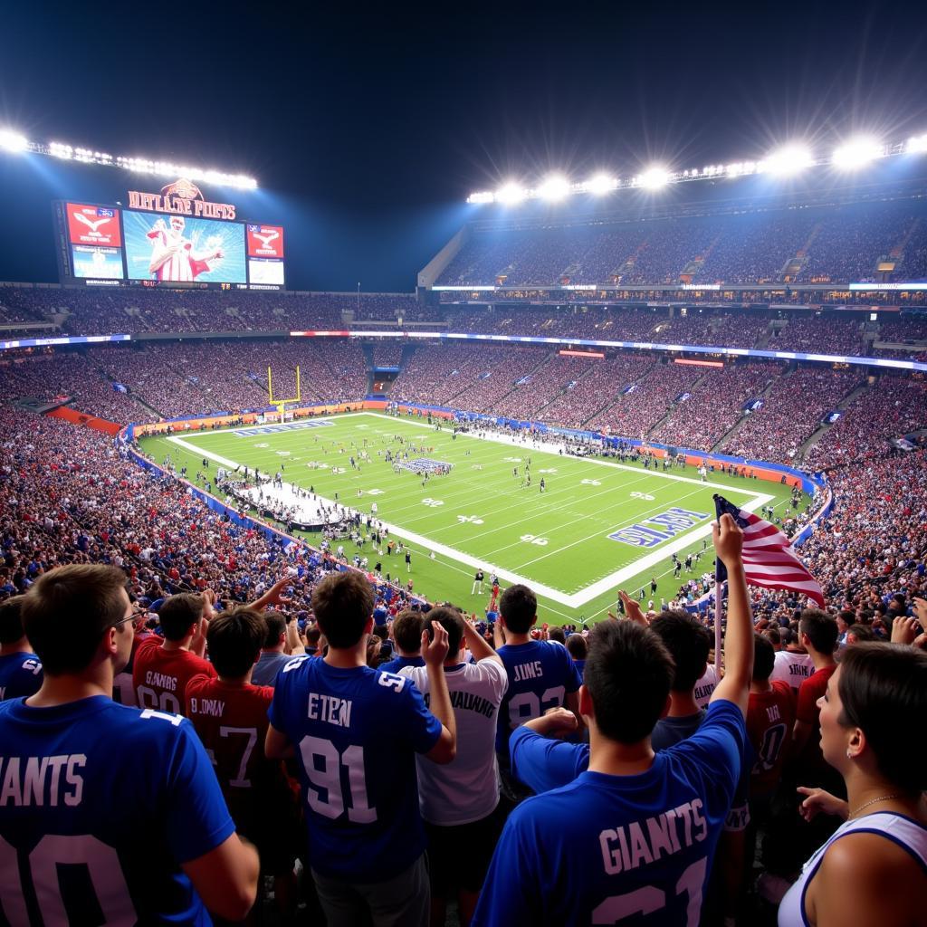 NY Giants fans cheering at MetLife Stadium