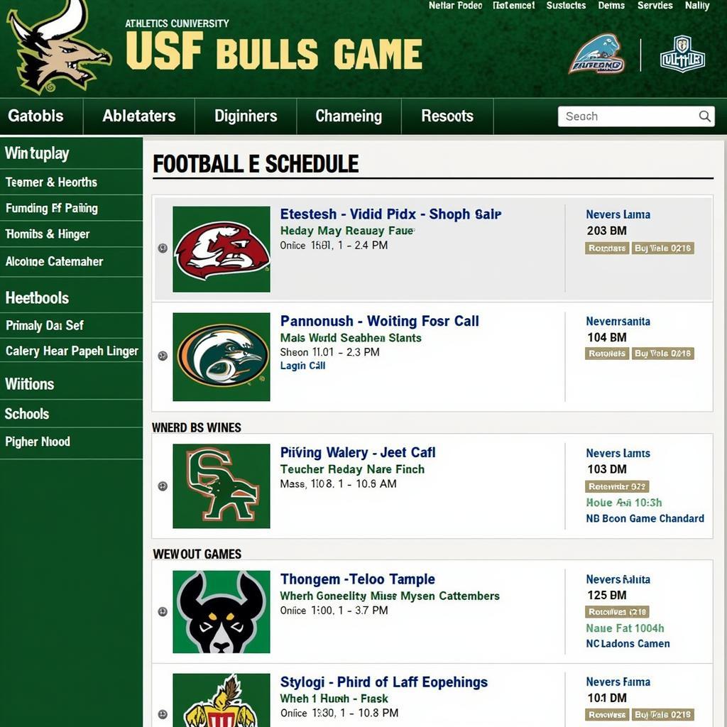 USF Bulls Football Schedule