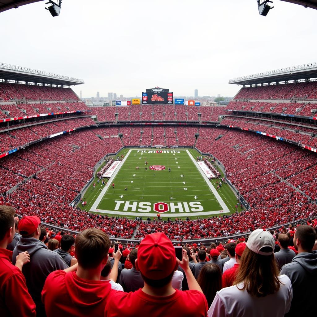 Ohio Stadium packed with Buckeyes fans during a live football game