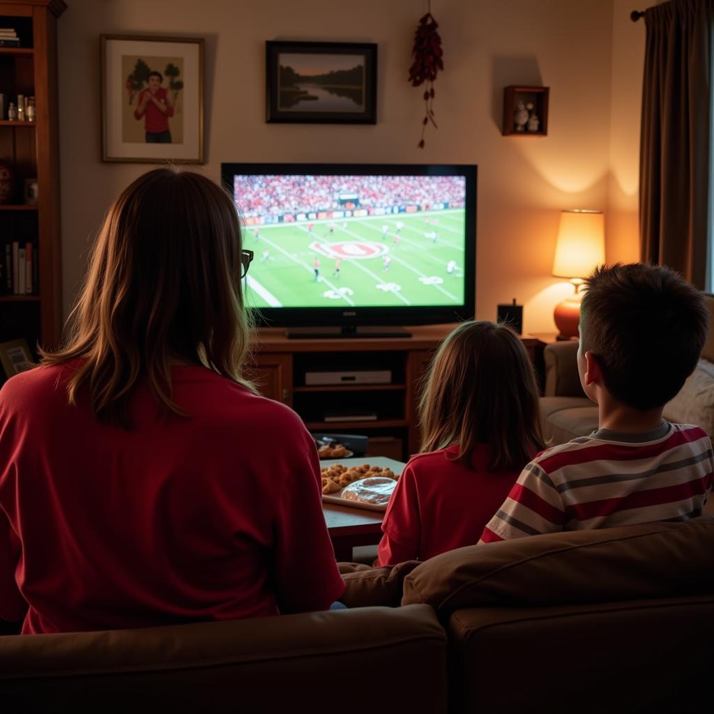 Family Watching Ohio State Game at Home