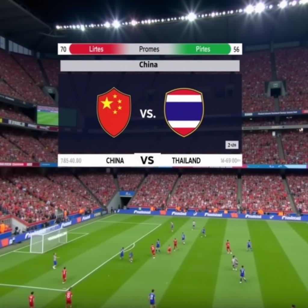 Online platform streaming a China vs. Thailand football match live.