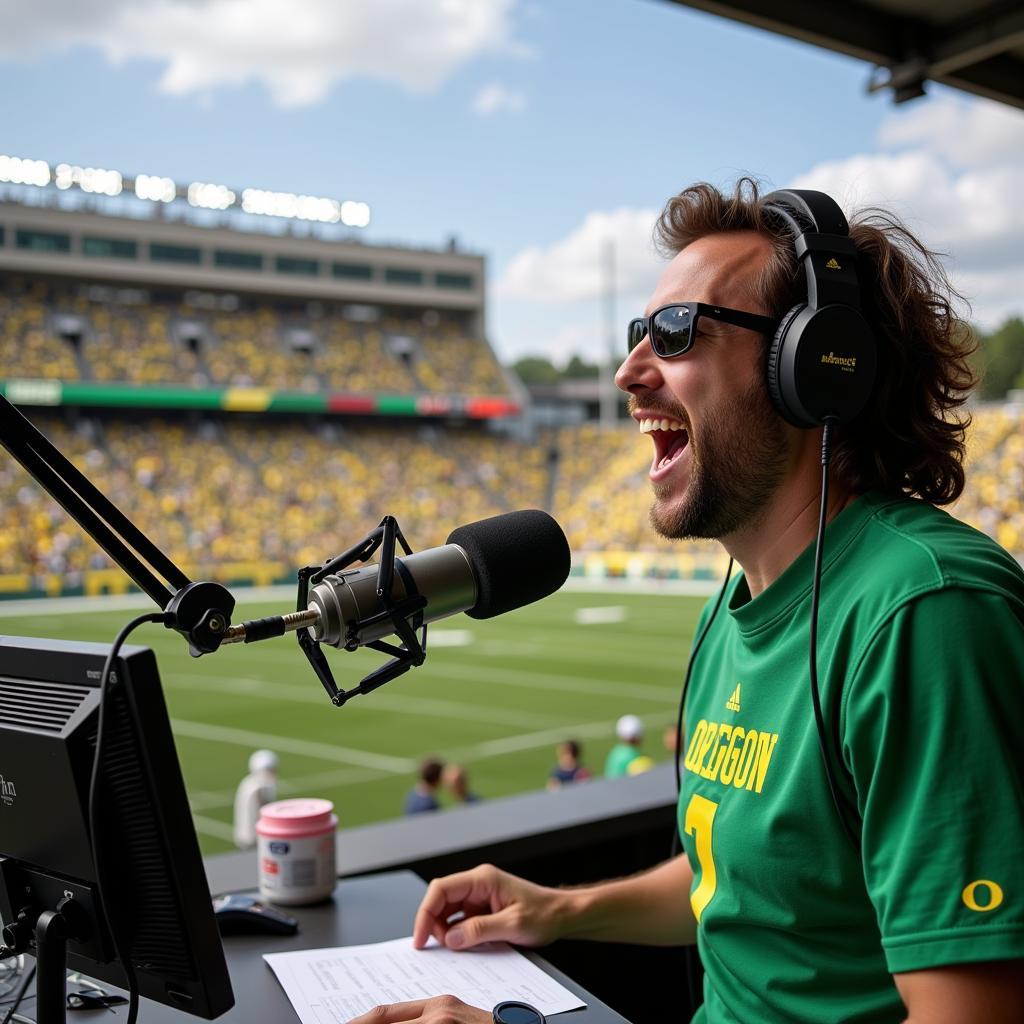 Oregon Ducks Football Radio Broadcast in Action