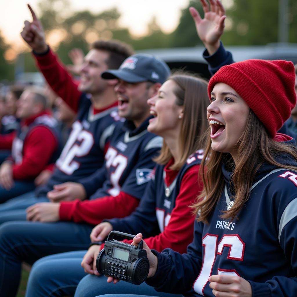 Patriots Fans Listening to Game on Radio