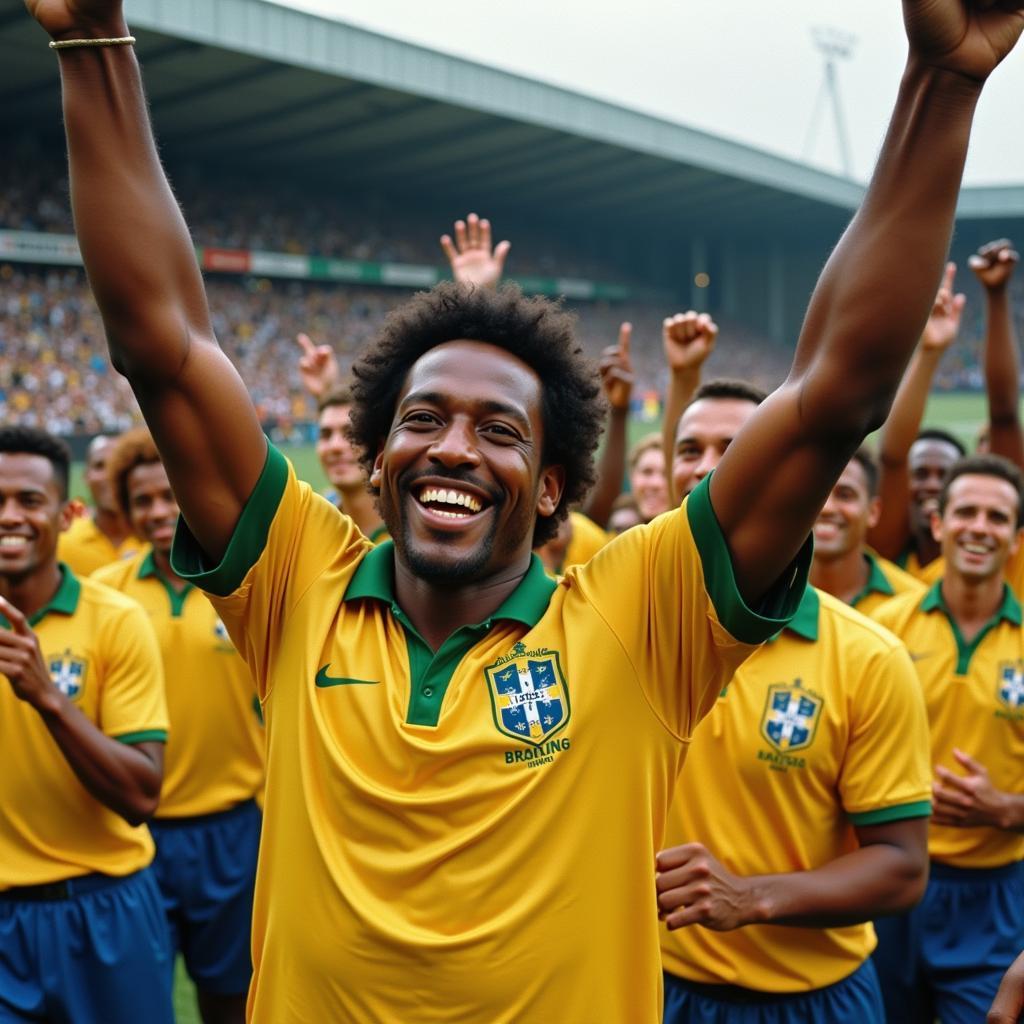 Pele Celebrating a World Cup Victory