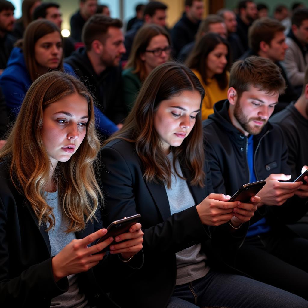 Premier League Fans Checking Live Scores on Their Mobile Phones