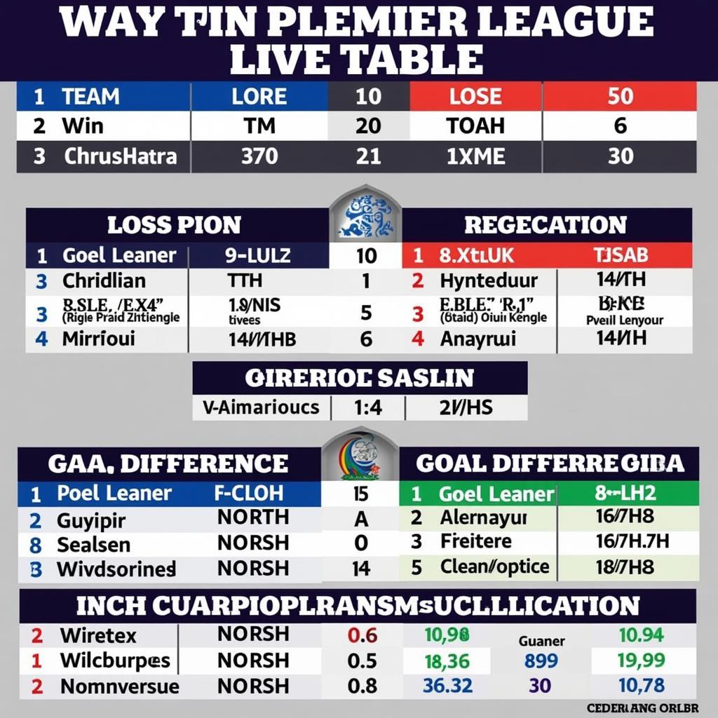 Example of Premier League Live Table