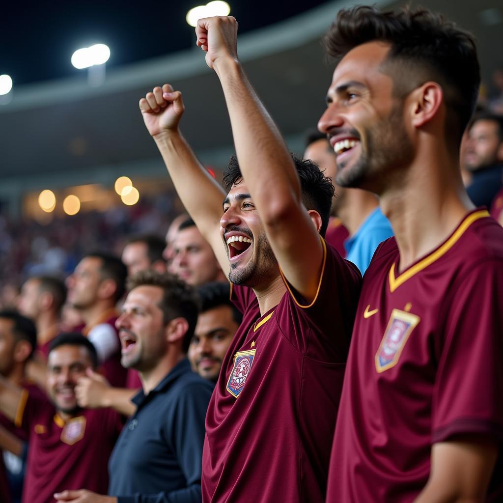 Qatari Football Fans Celebrating a Goal