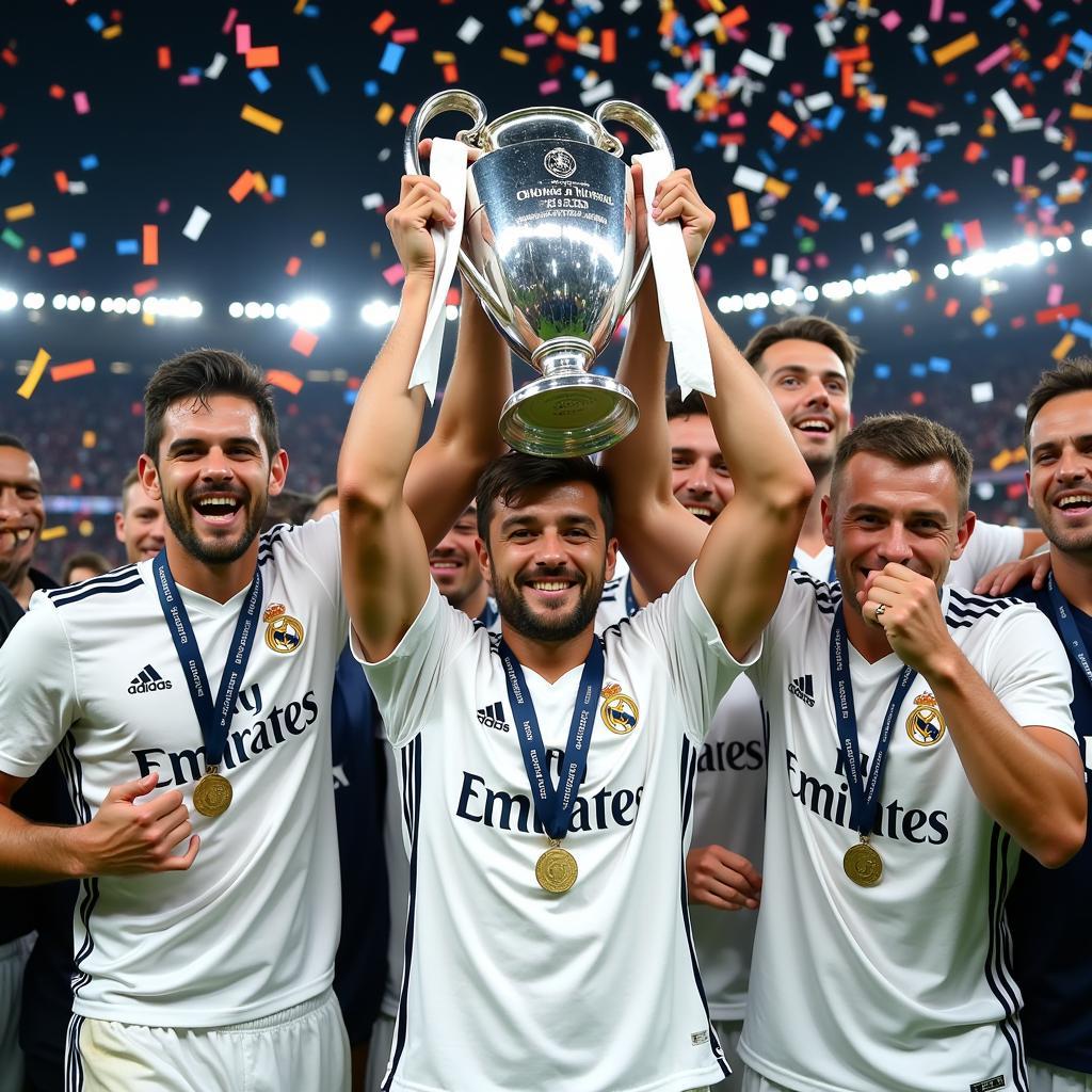 Real Madrid Players Celebrating a Champions League Victory