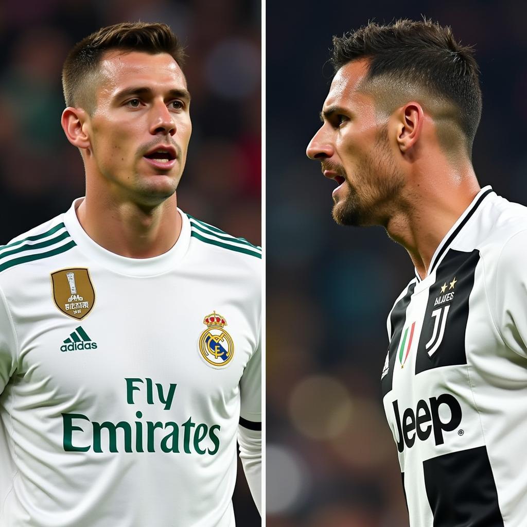 Key players from Real Madrid and Juventus facing off, highlighting their individual talent and importance to their respective teams.