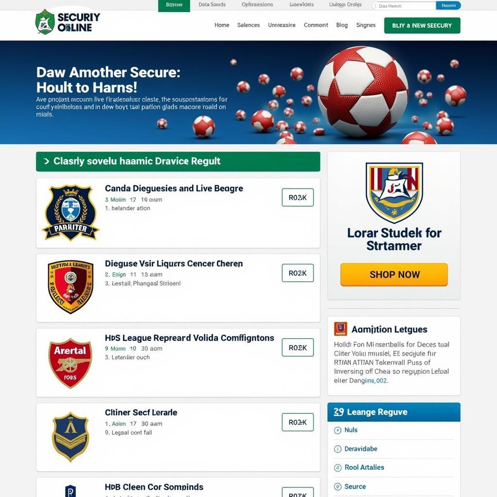 Interface of a secure live football streaming platform