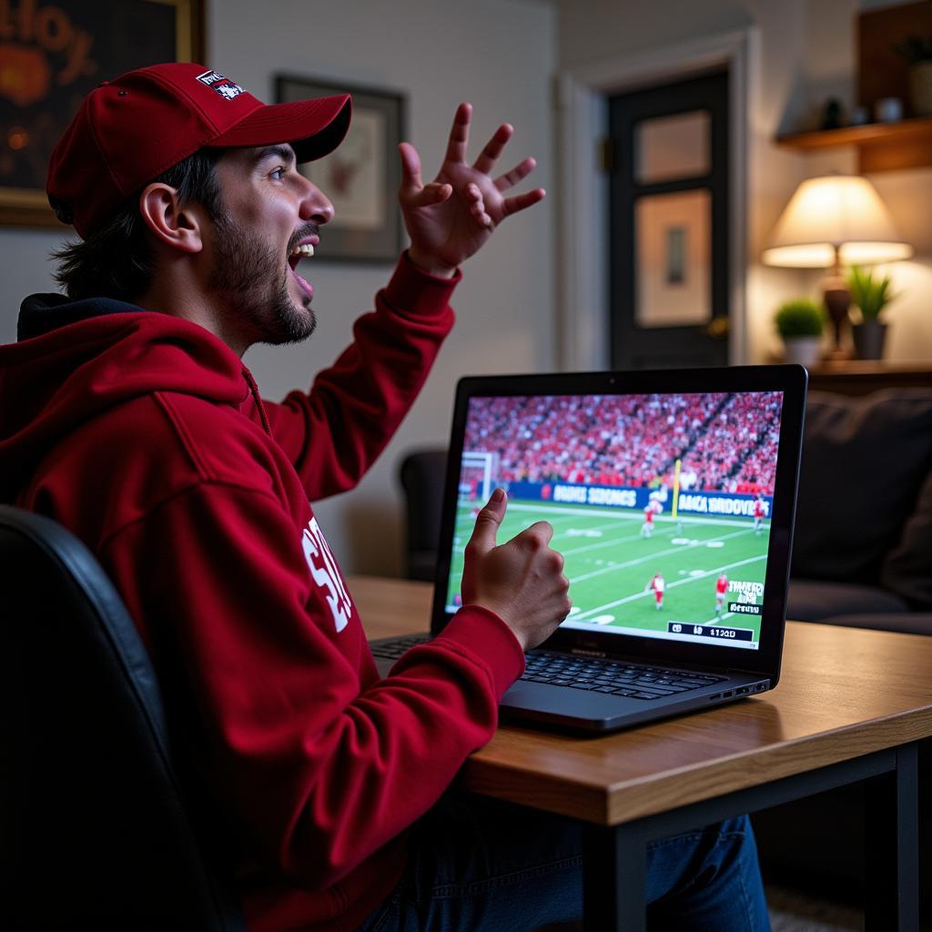 Selinsgrove Football Fan Enjoying the Live Stream