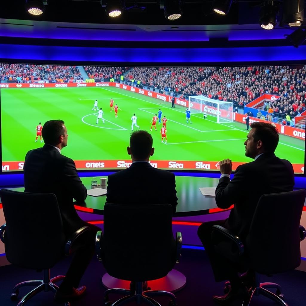 Sky Sports Studio with Pundits Analyzing a Football Match